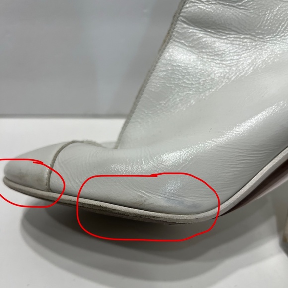 CHANEL 2020C White Leather CC Heeled Block Sock Boot sz 6/36 - Picture 15 of 16